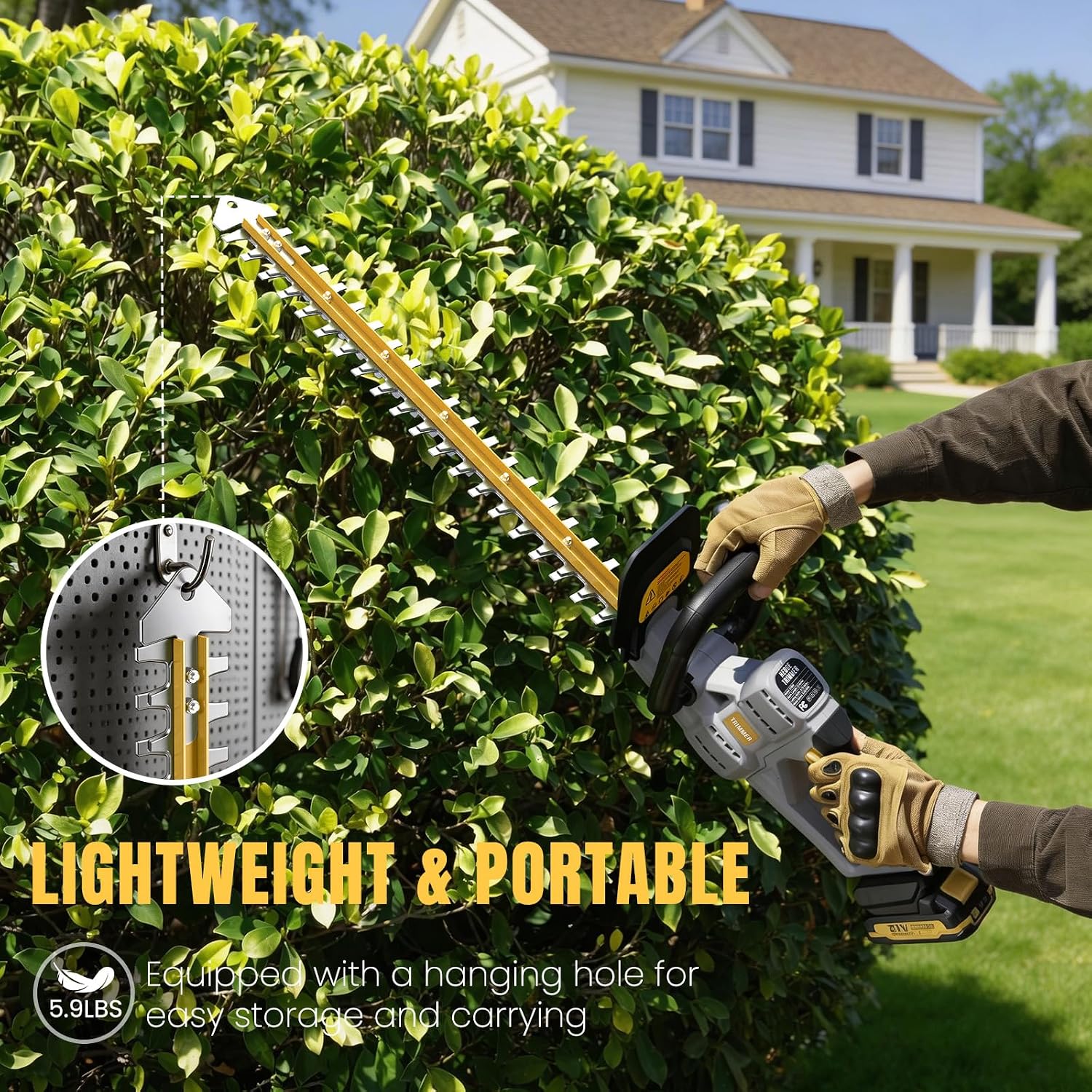Hedge Trimmer Cordless 22" - 2 x 21V Batteries & Fast Charger, Easy to Use | 3200RPM Powerful Motor, Electric, 2.0Ah