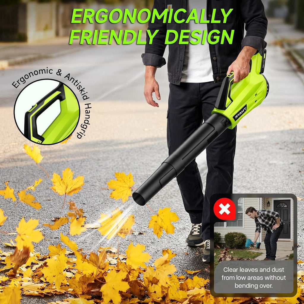 Leaf Blower Cordless, Leaf Blower with Battery and Charger - 2 Speed Modes, 2 Batteries, 20V Powerful Lightweight