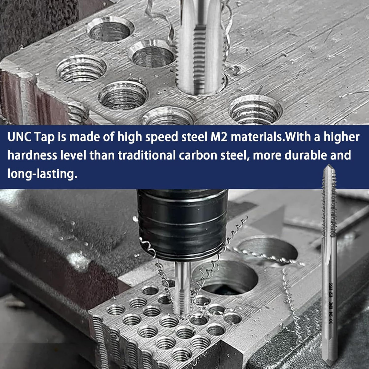 5pcs No 10-24 UNC Thread Tap Right Hand, HSS 10 x 24 UNC Straight Fluted Machine Tap