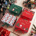4Pack Christmas Magnetic Gift Boxes, Assorted 4 Different Xmas Designs Foldable Gift Boxes with Ribbons & Christmas