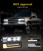 LED Headlights Assembly DOT Approved with Start Animation DRL Sequential Turn Signal Hi/Low Beam Lights Replacement