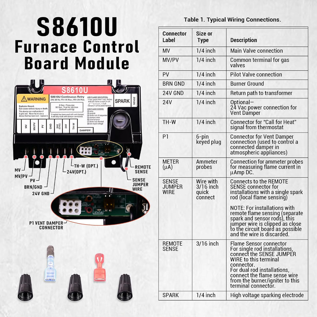 S8610U Furnace Control Board Module Replacement for Honeywell S8610U3009 S8610U1003 Universal Ignition Module Intermittent Pilot Control