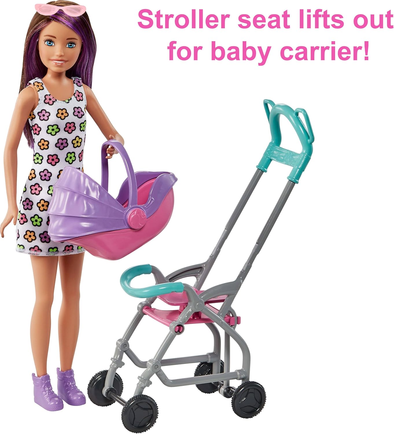 Barbie Skipper Babysitters, Inc. Playset with Skipper Babysitter Doll (Brunette), Stroller, Baby Doll & 5