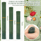 300pcs Artificial Flower Stems 6.7"8"10" Plastic Green Floral Wire