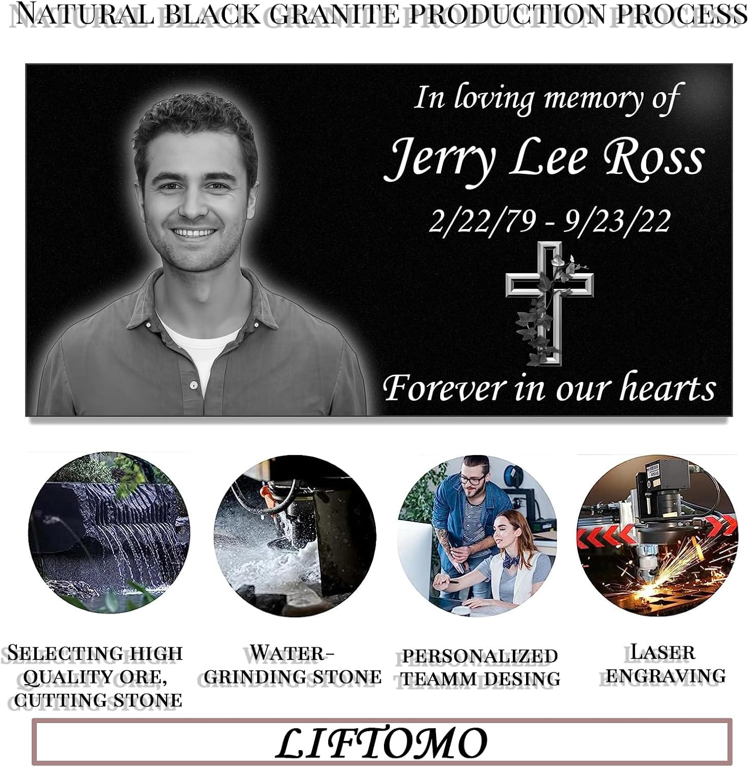 Personalized Memorial Stones,headstones for Graves,Grave Markers for Cemetery for Humans,Black Granite