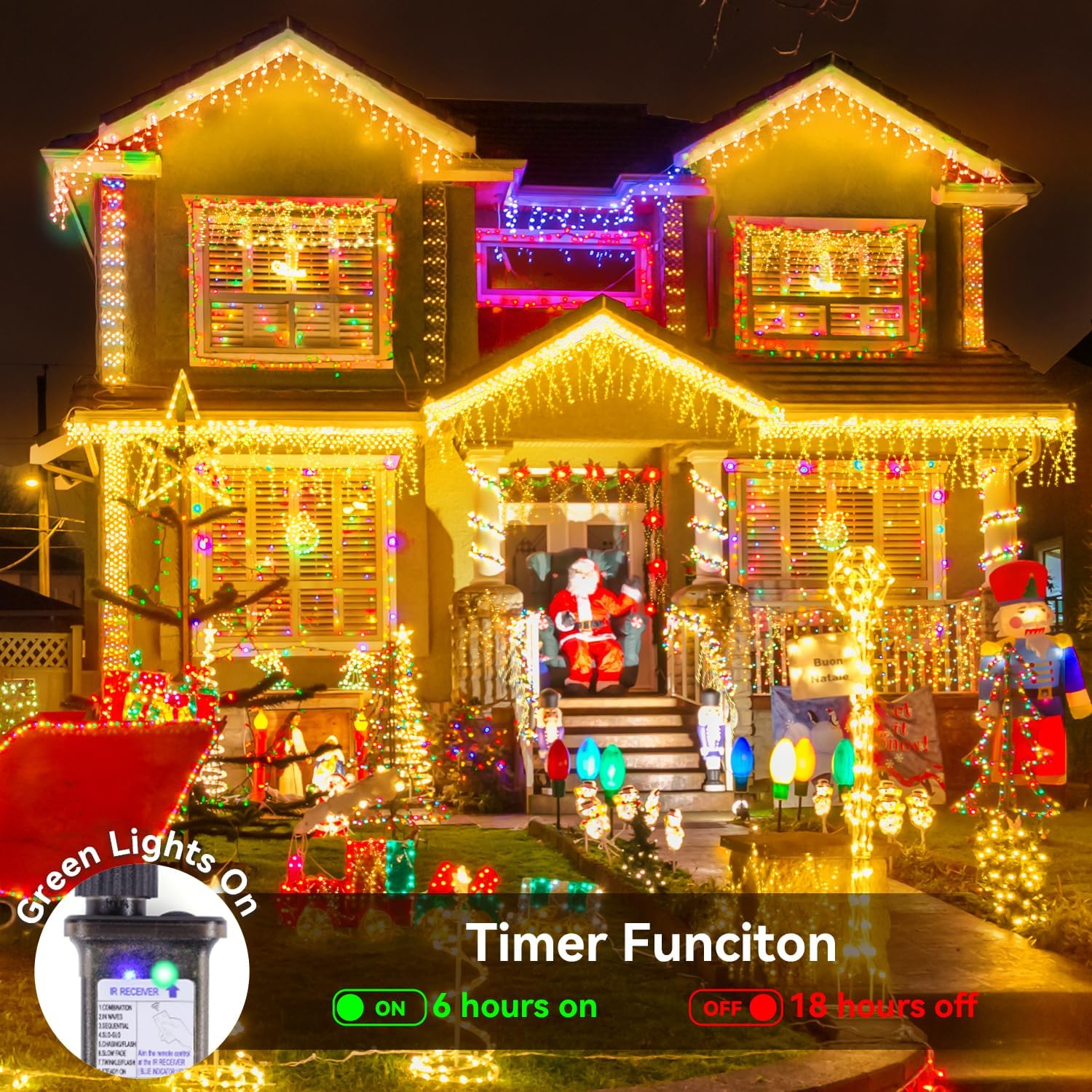 Icicle Lights Christmas Lights Outdoor 49.2 Ft 440 LED Extendable Dripping Lights 8 Modes Warm White Icecycle String