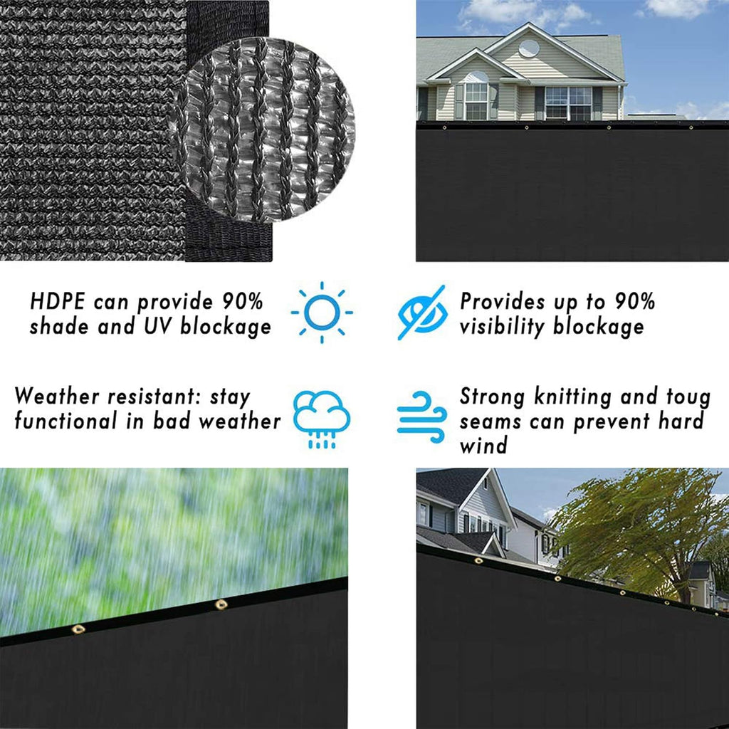 Privacy Screen 6' x 50' Fence Commercial Shade Cover with Brass Grommets Heavy Duty Perfect for Outdoor Back Yard