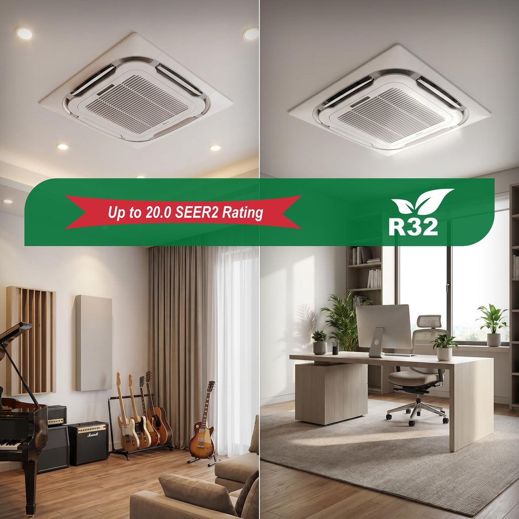 24000 BTU 230V Ceiling Cassette Mini Split - 20 SEER2 - Smart Kit