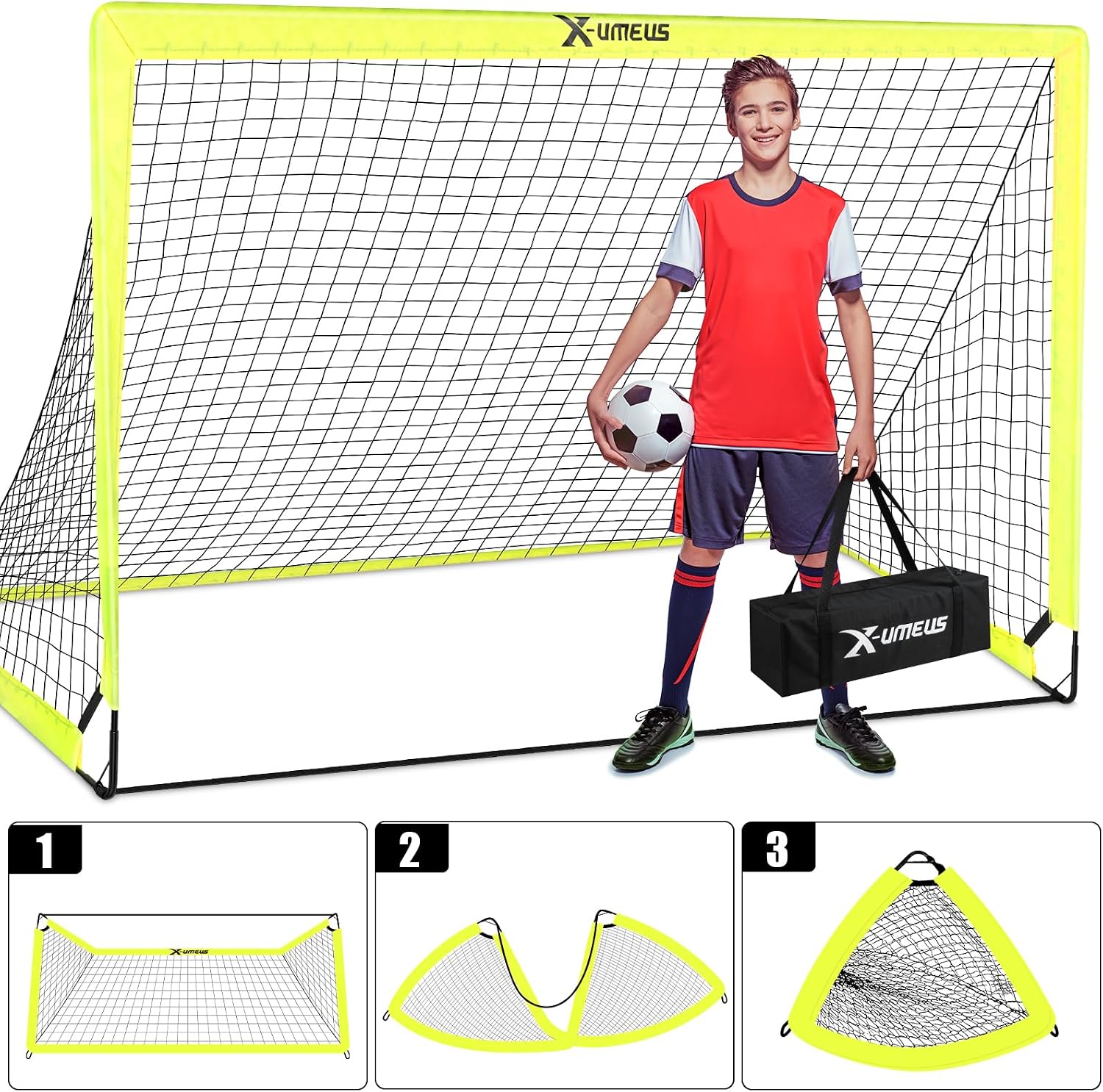 Kids Soccer Goals for Backyard Set of 2, 4 x 3 ft/6 x 4 Toddler Soccer Goal Training Equipment with Soccer Ball