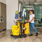 Janitorial 3-Shelf Cleaning Cart, Yellow
