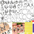 Polymer Clay Cutters for Earring Making 76pcs Clay Tools Set 67 Shapes Stainless Steel Clay Cutters with 8 Circle