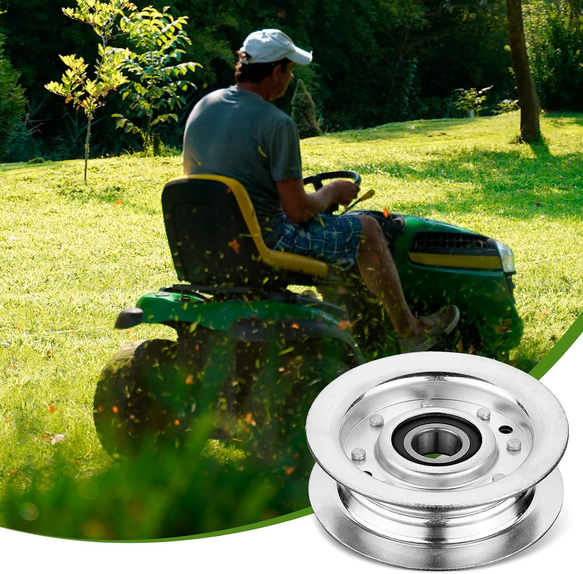 GY22172 Idler Pulley, Compatible with John Deere 42" 48" D140 D102 D110 D125 D130 L120 L130 2002 2003 2004 GY20996 GY20050 GX20305 Lawn Tractors Decks, Replaces GY20067, GY22172