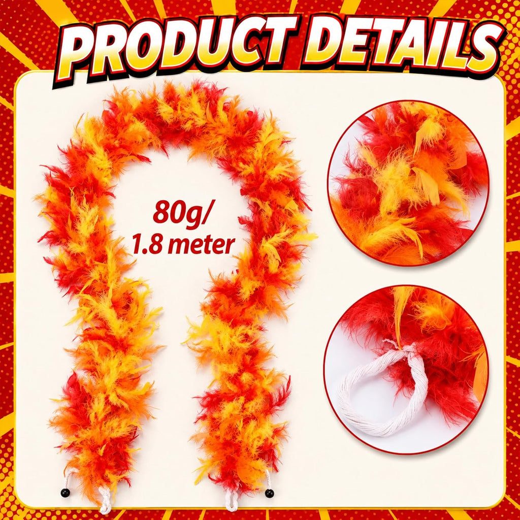 7 Pcs Halloween Wrestler Costume Include Feather Boa Kerchief Wig Moustache Bracers Glasses and Necklace for Men