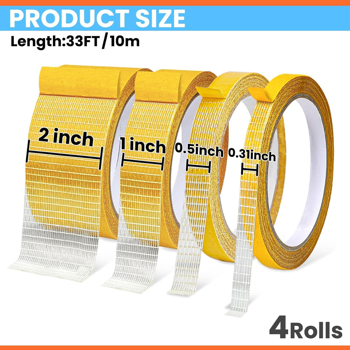 Double Sided Tape Heavy Duty, Mesh Fabric Tape, High Adhesive Carpet Tape
