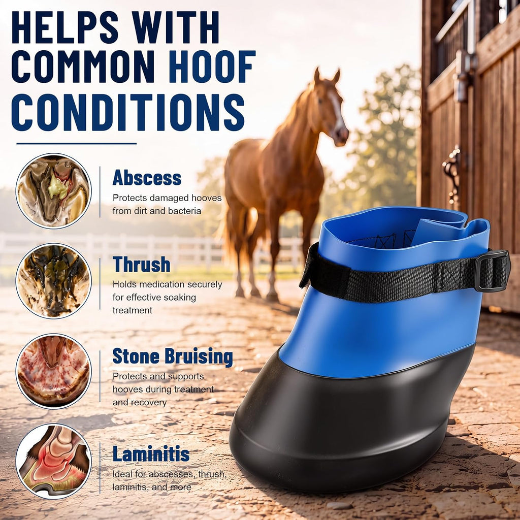 2 Pcs Protective Horse Hoof Boots, Adjustable Strap