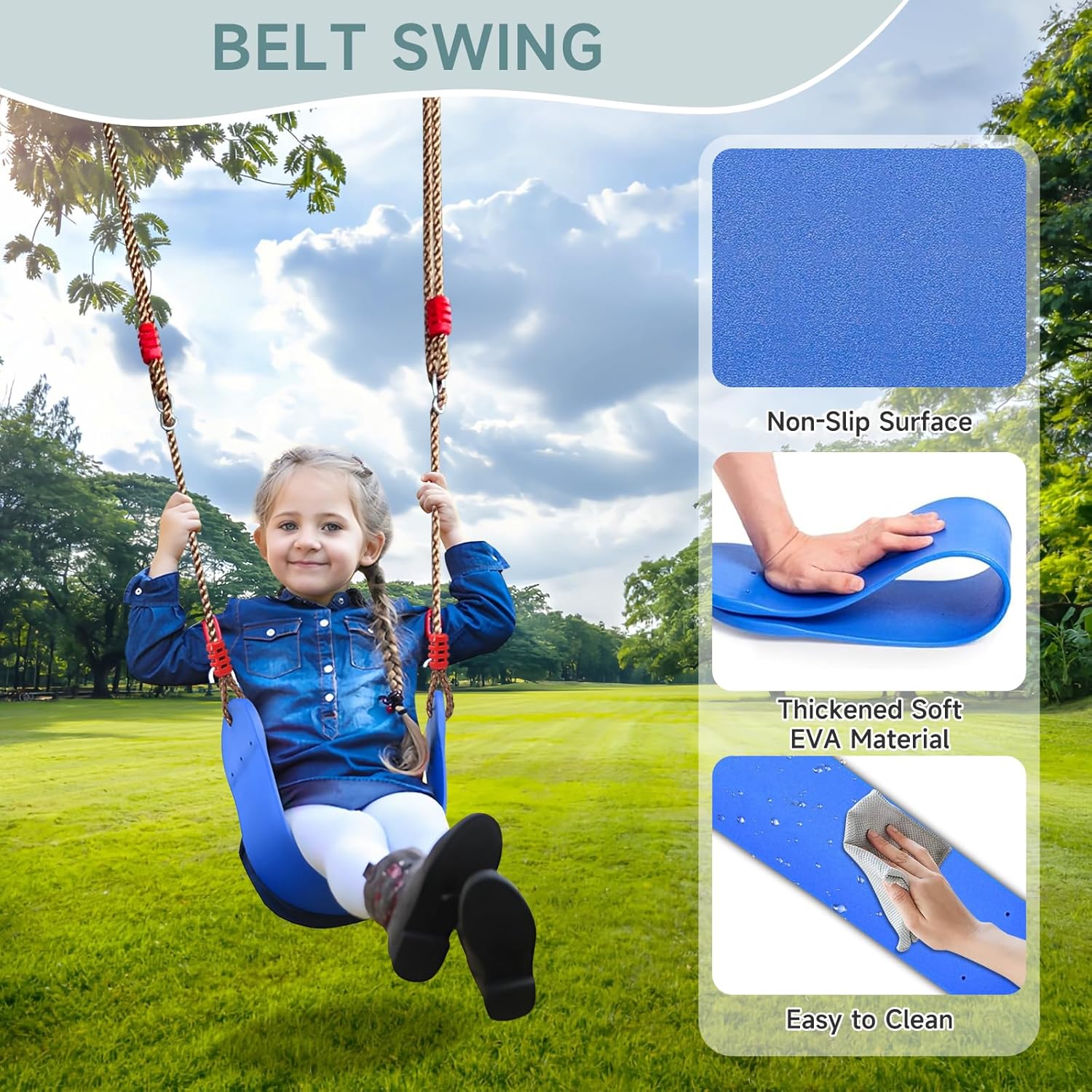 2-in-1 Swing Set for Backyard for Kids, with 1 Saucer Swing, 1 Belt Swing, 440lbs Metal Swing Set for Toddler