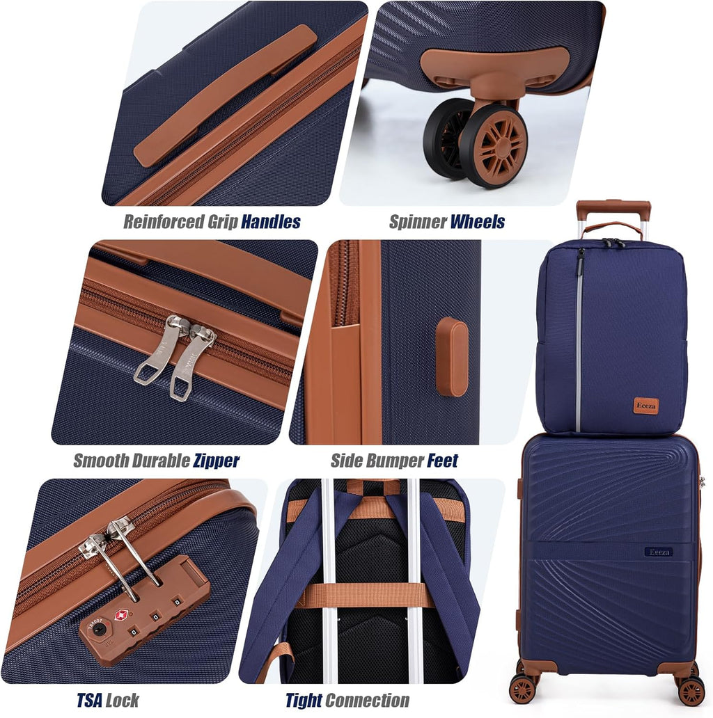 Carry On Luggage Set 22x14x9 Airline Approved Luggage Sets 3 Piece,Suitcases with Wheels,ABS Hard Case Luggage with