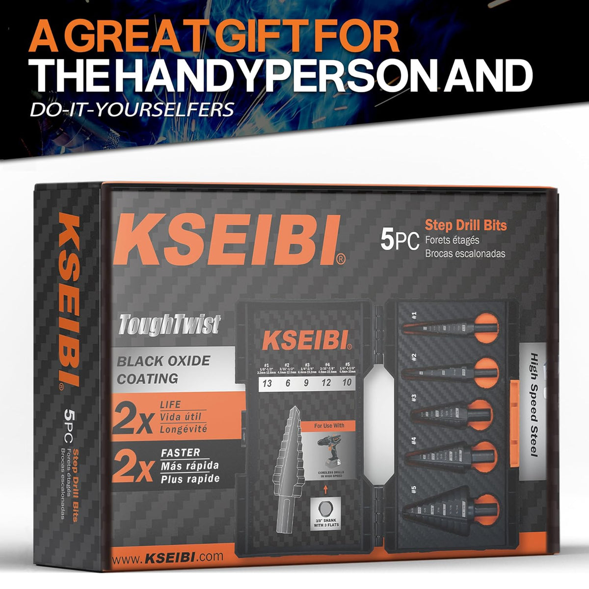 KSEIBI Industrial Grade Unibit 5-Pieces Step Drill Bits Set