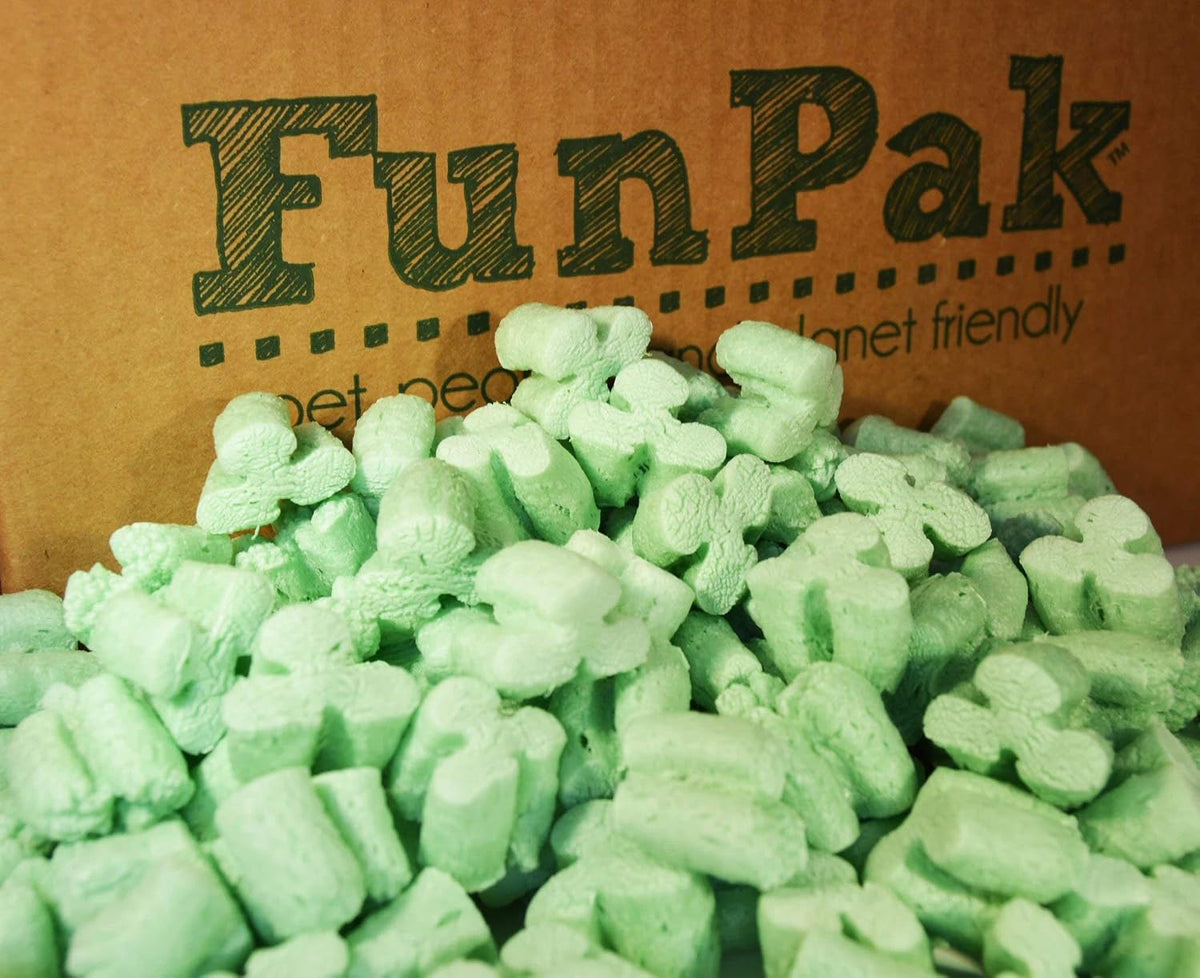 ! Brand FunPak Plant Based Biodegradable Packing Peanuts, 1.5 cu ft Bag, Compostable (Green Shamrocks)