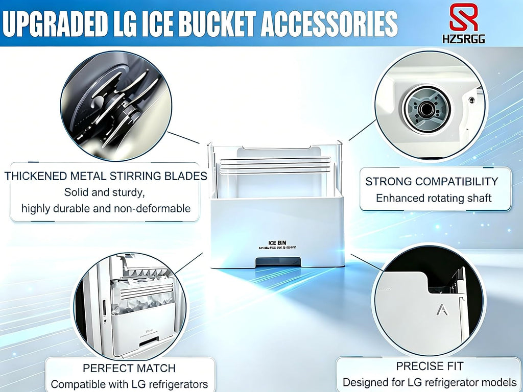 AKC72949319 Ice Bucket Compatible with LG Refrigerator LFX21976ST/LFX25974ST/LFX28968ST/LFX28979, Replaces AP5677094 PS7789317 AKC72949301/314/309/315, Food-Grade PP