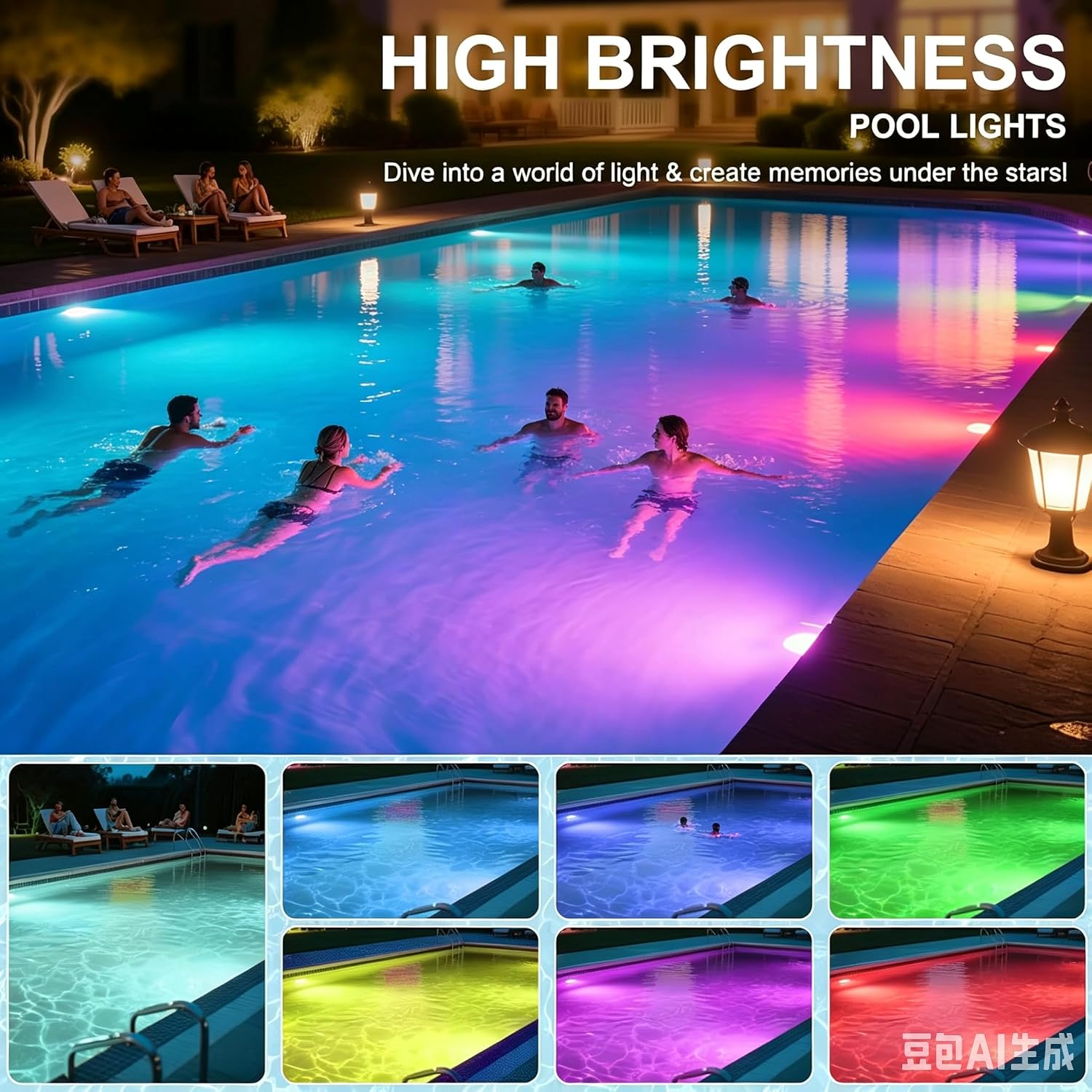 LED Pool Light Bulb for Inground Pool, 120V RGB Color Changing Underwater Pool Lights with 16 Lighting Modes, E26