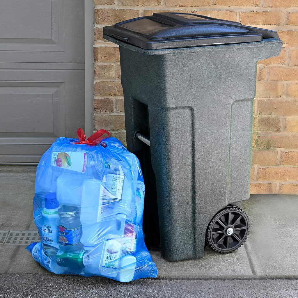 Blue Recycling Drawstring Trash Bags, Tall Kitchen, Unscented, 13 Gallon, 60 Count