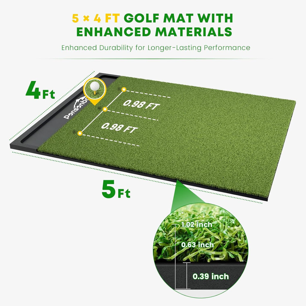 Integrated Golf Hitting Mat with Ball Tray, Thickening Golf Mats Practice Outdoor & Indoor Artificial Turf Matt with