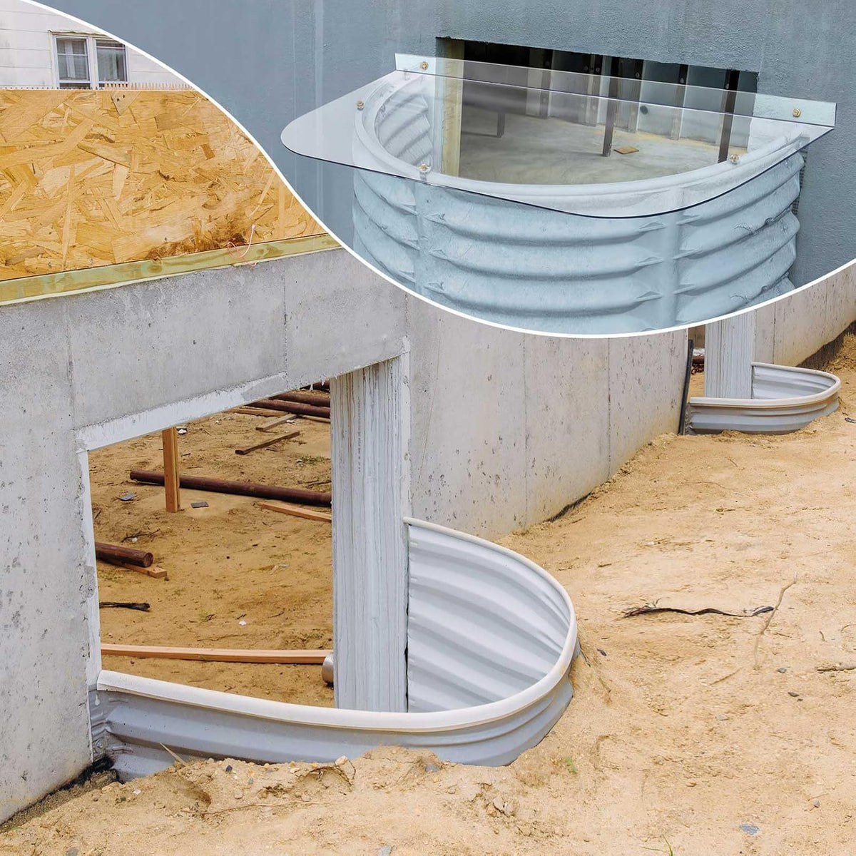 54" x 38" Basement Window Well Covers Clear Polycarbonate Egress Window Well Cover Outside UV Resistant Cover