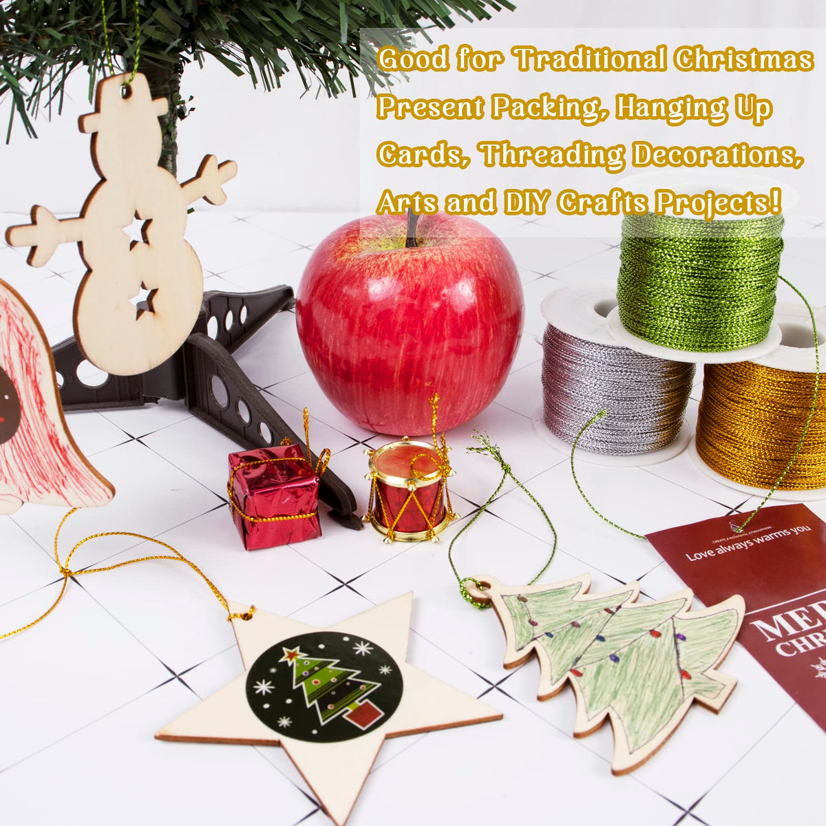 Metallic Bakers Twine, 109 Yards Gold Twine for Crafts Christmas Twine Ornament String Decorative Glitter Gold String