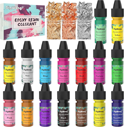Epoxy Resin Pigment - 16 Colors Translucent Resin Colorant, Highly Concentrated Resin Dye for DIY Jewelry Making, AB