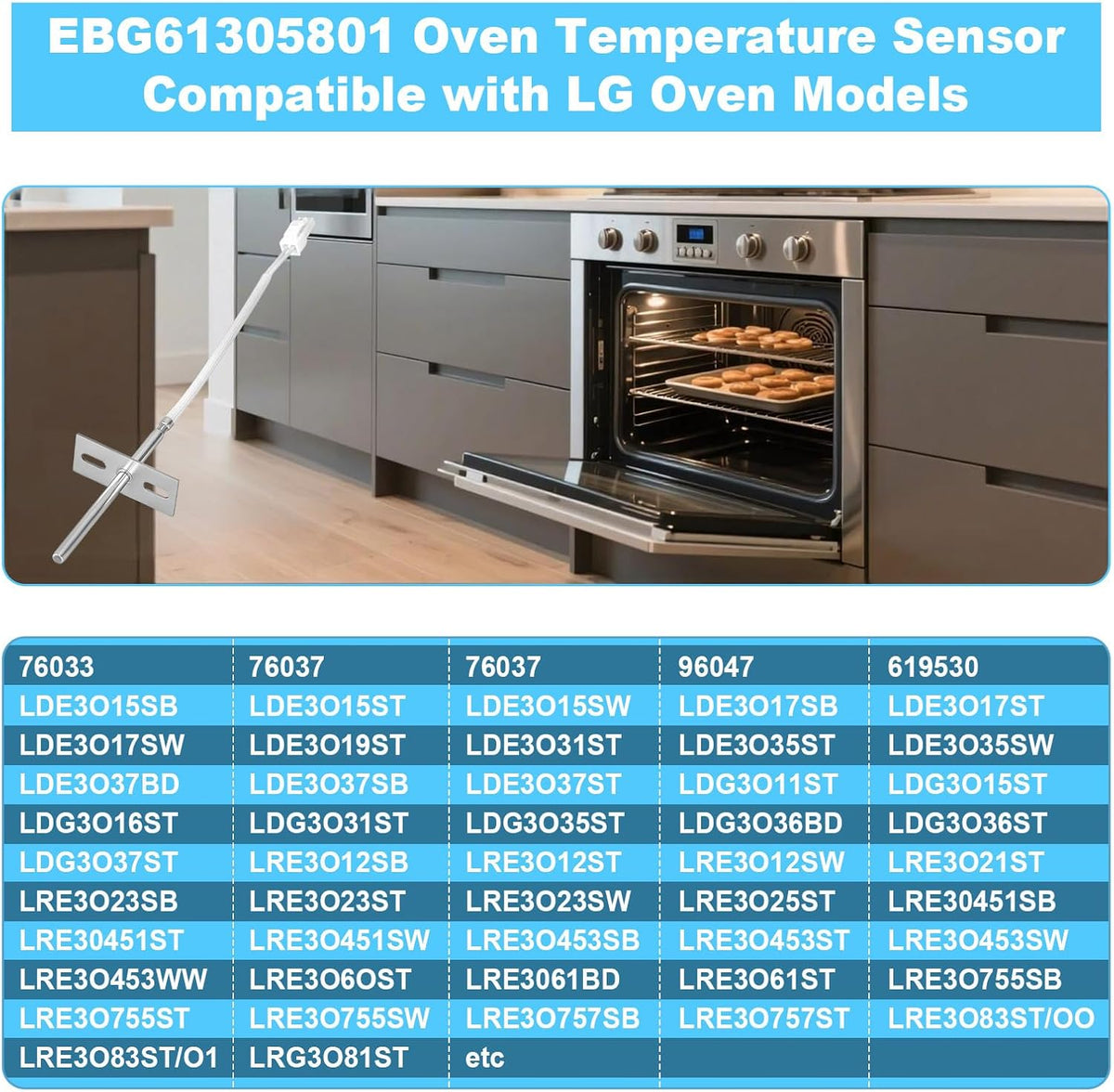 EBG61305801 Oven Range Temperature Sensor Probe Compatible with LG