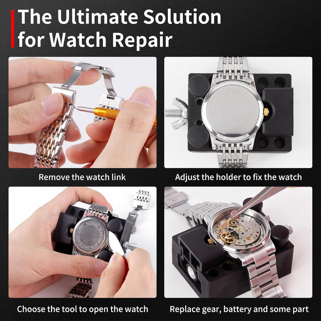 151 PCS Professional Watch Repair Tool Kit, Includes Watch Battery Change Kit, Watch Case Opener, Link Remover