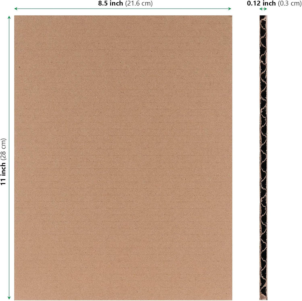 50 Pack 8.5 x 11 Inch Corrugated Cardboard Sheets, Cardboard Paper