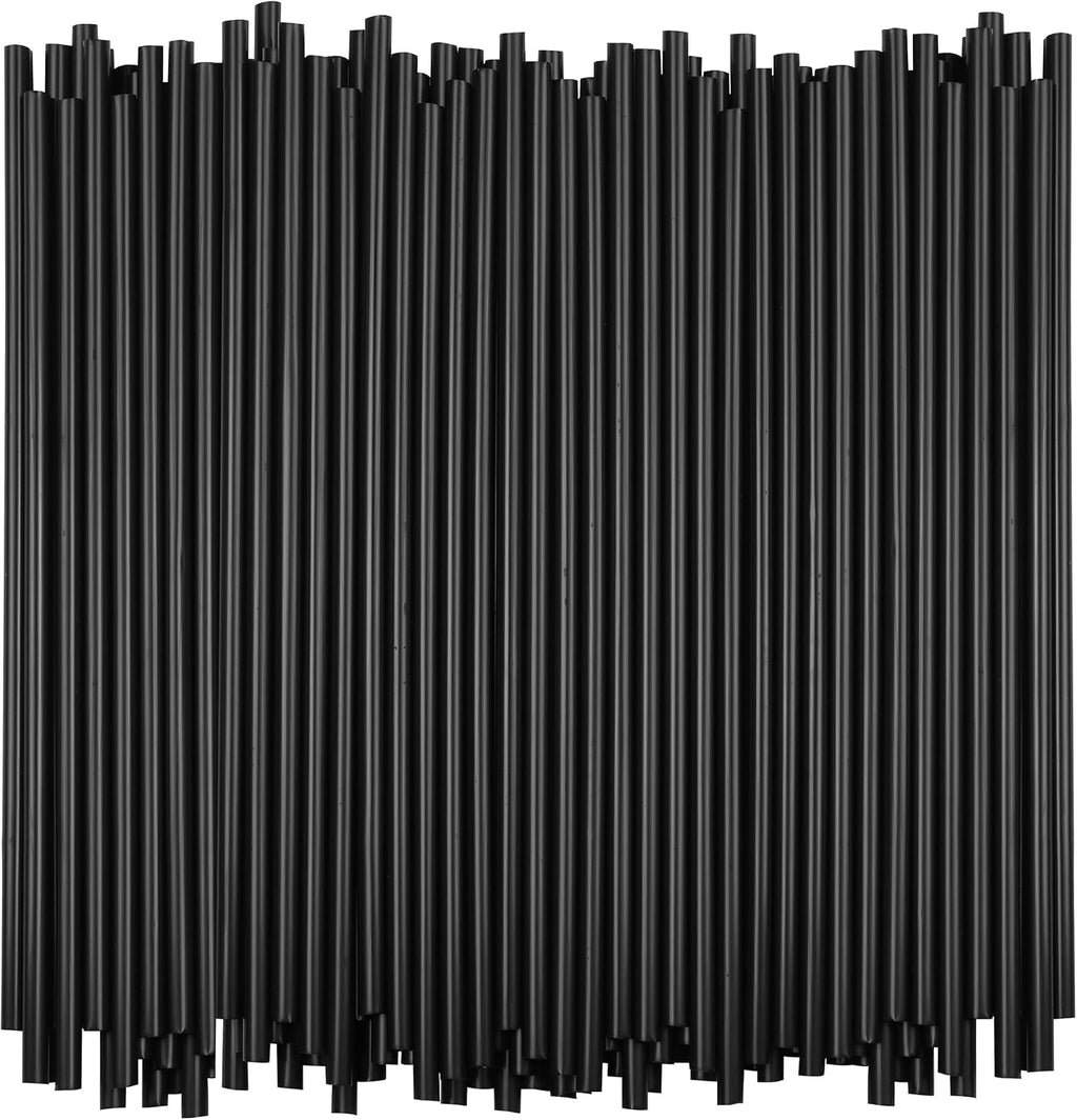 Disposable Plastic Drinking Straws, Straight 7.75-Inch, Black, 500 Count