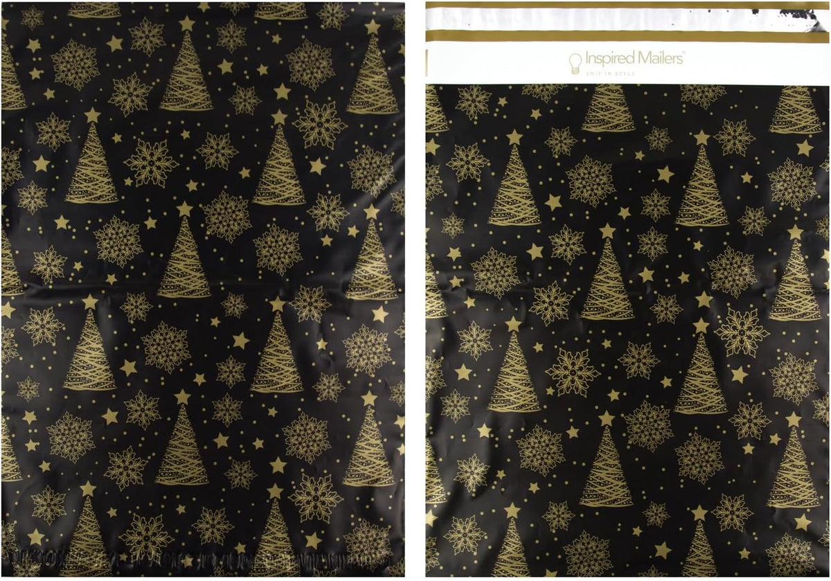 50 Large Poly Mailers 14.5x19- Christmas Trees Snowflakes