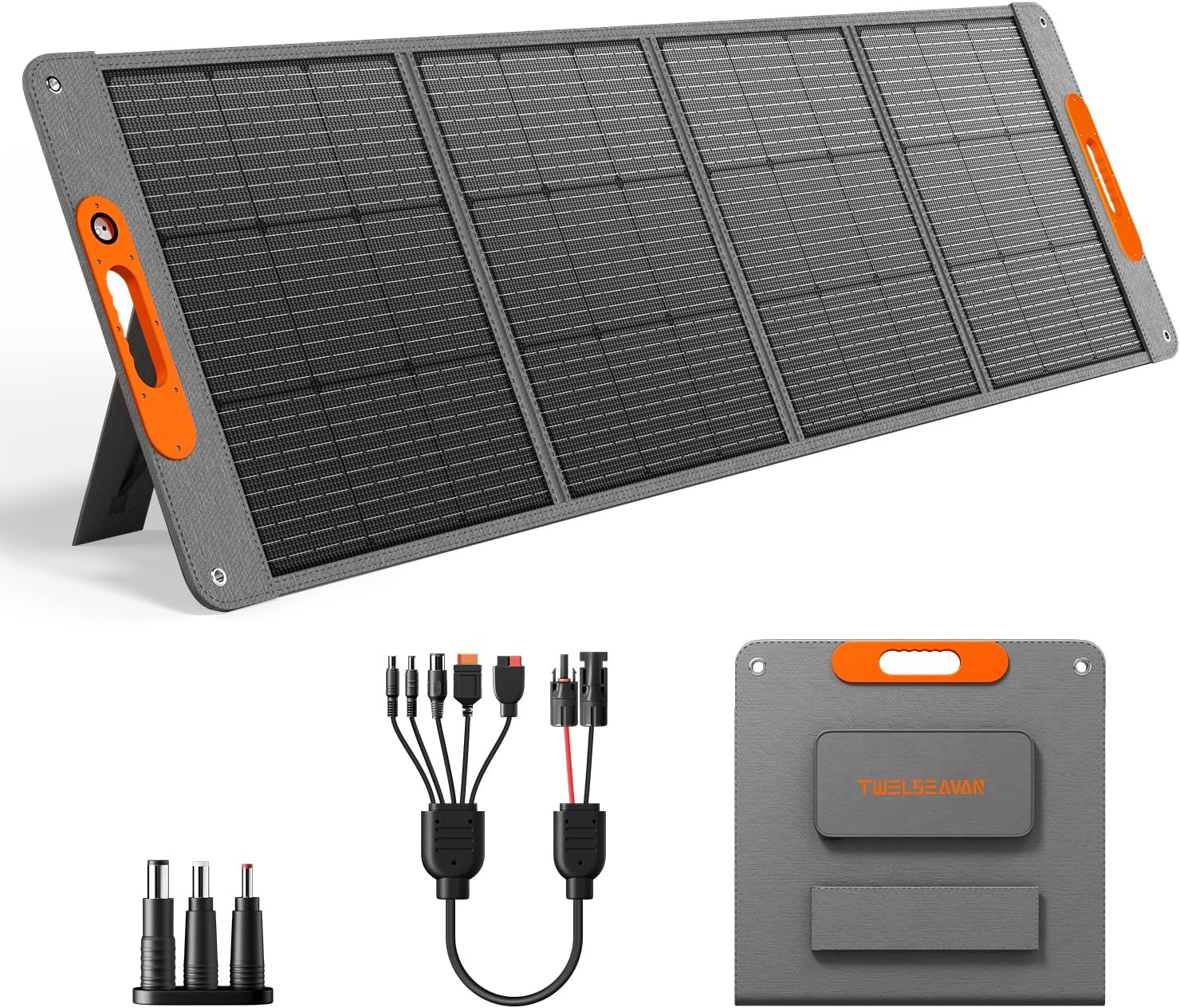 200W Portable Solar Panel for Power Station, 24% High Efficiency ETFE Foldable Solar Panel Charger, QC3.0, Type-C