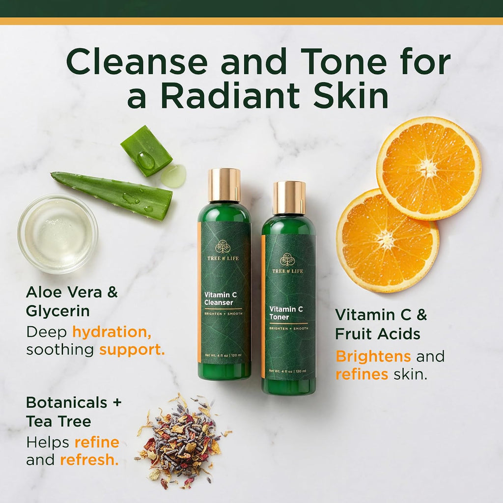 Beauty Vitamin C Brightening Face Care, Minimizing Pores & Facial Cleanser for Gentle Deep Cleaning with Organic