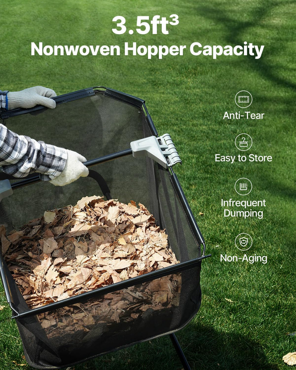 Push Lawn Sweeper 21" Leaf & Grass Collector 3.5 cu. ft. Hopper Bag