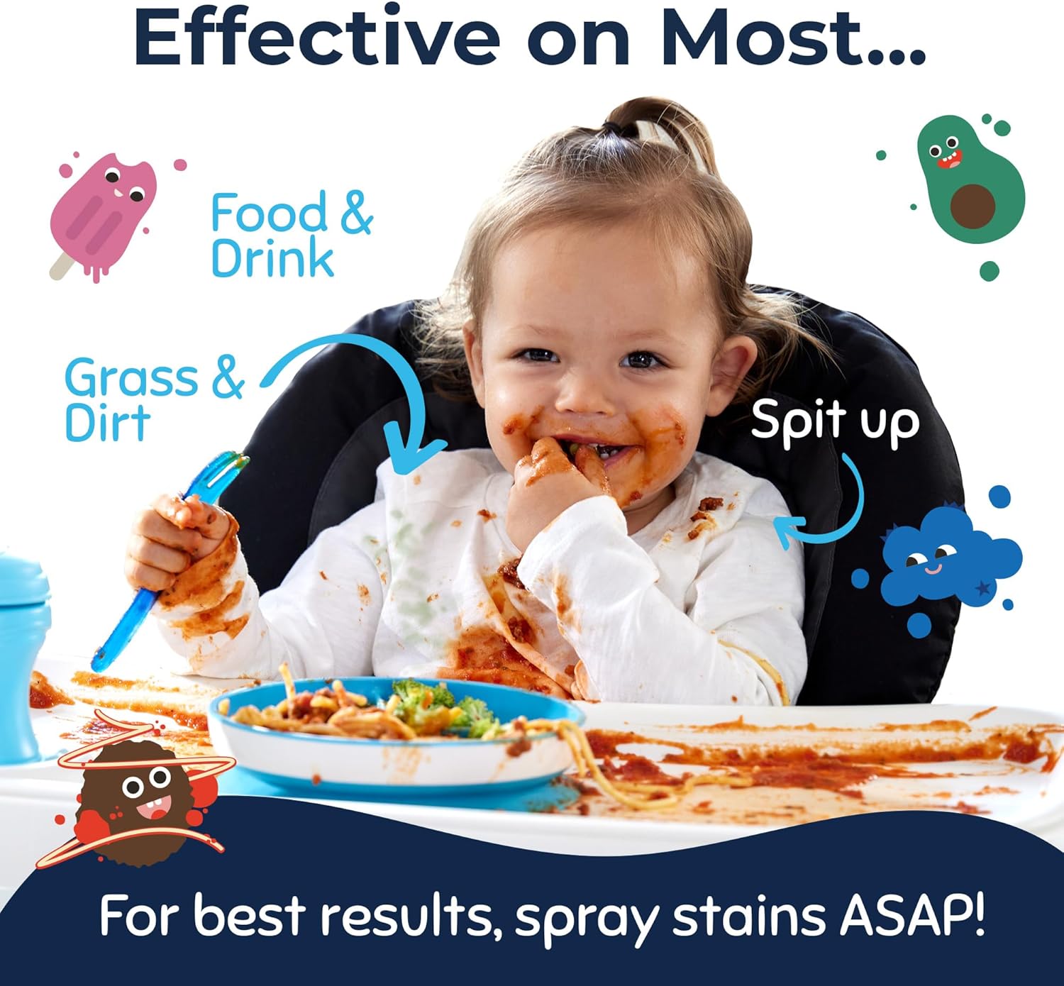 Messy Eater Stain Treater Spray - 4oz 2 Pack Stain Remover - Newborn & Baby Essentials - No Dry Cleaning Food