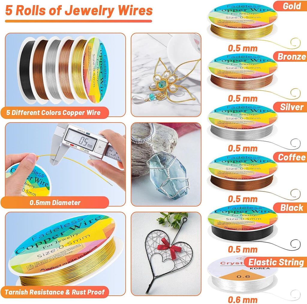 Jewelry Wire Wrapping Jewelry Making Supplies Kit, Ring Sizer Measuring Tools Kit with Tools, Ring Craft Wires