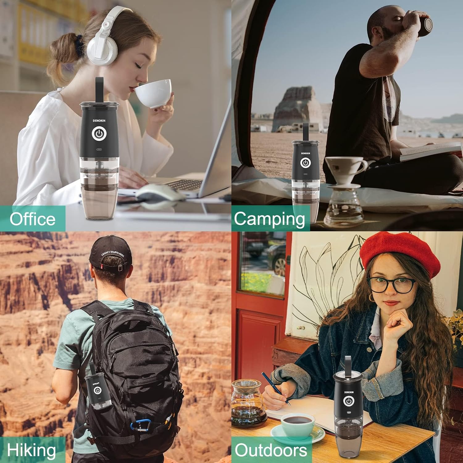 Portable Burr Coffee Grinder, Electric/Manual 2-in-1 Cafe Bean Grind Mill, USB Rechargable Mini Electric Coffee