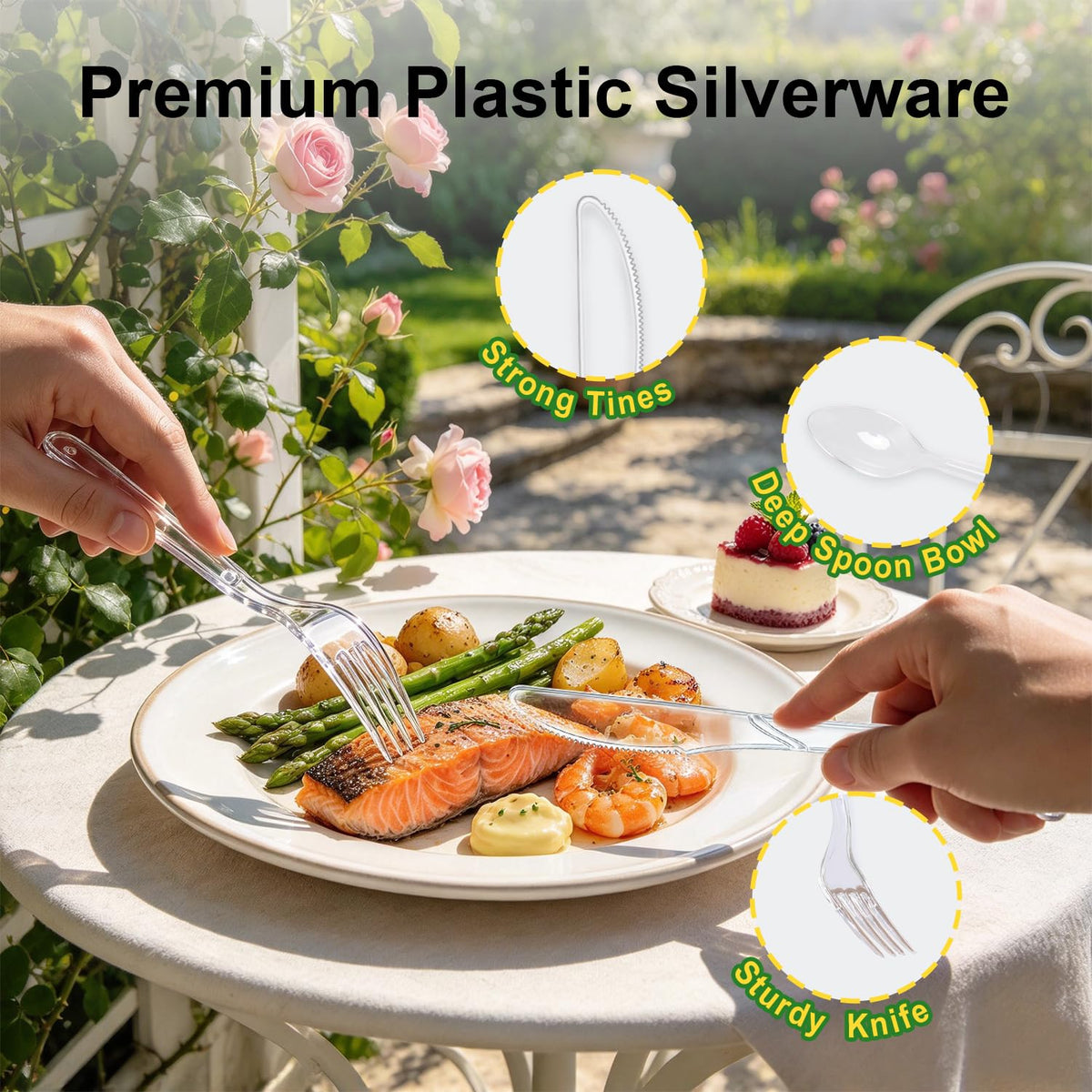 1000 Count Plastic Clear Silverware Set, Disposable Heavy Duty Utensils Set, 400 Forks, 400 Spoons, 200 Knives
