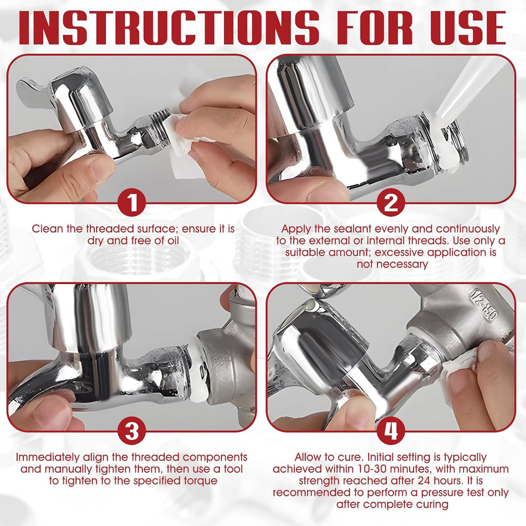 Pipe Thread Sealant, Lubricates & Seals Threads, Leak-Proof 100ml | High Vibration & Temperature Resistant,Leak-Proof