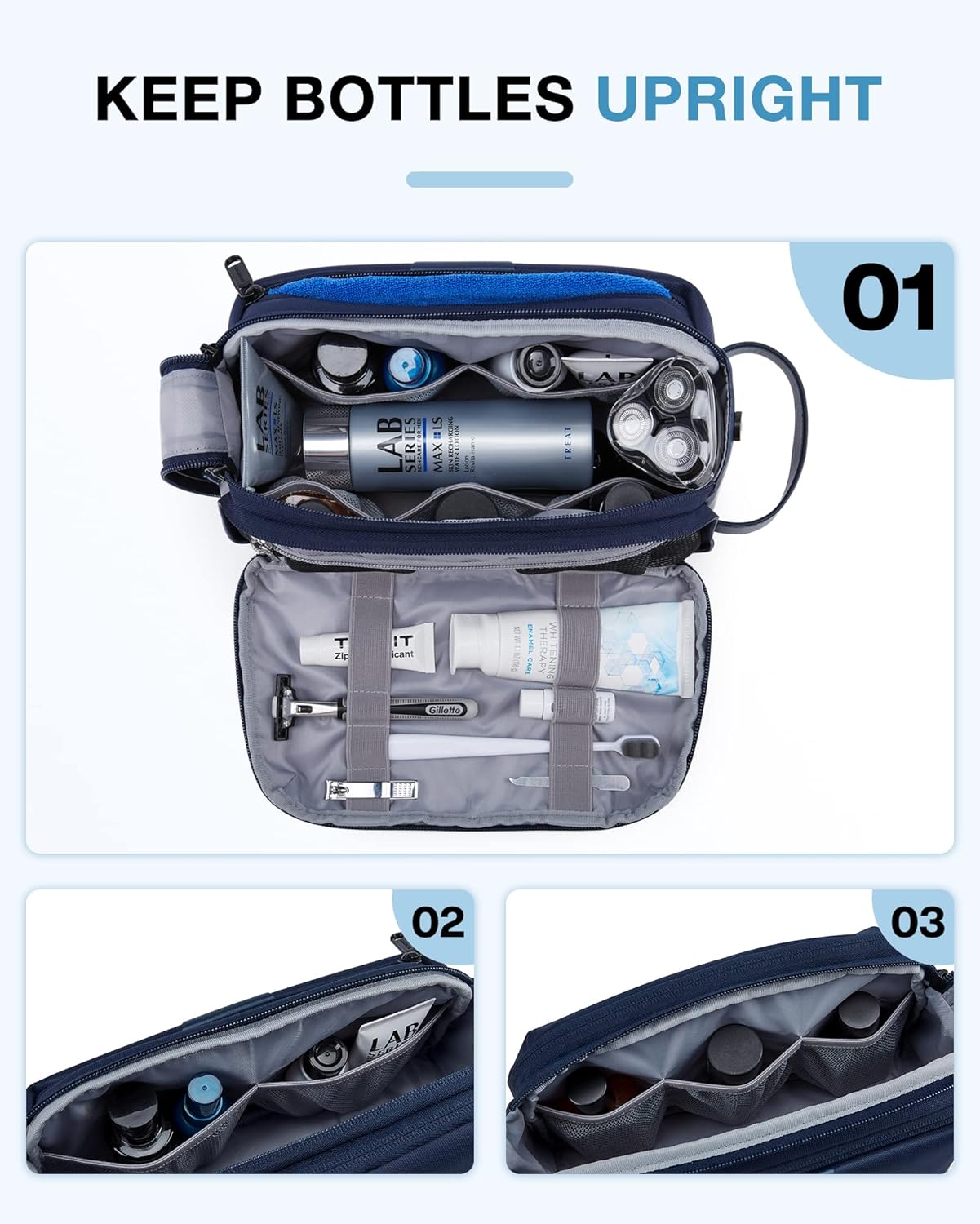 Toiletry Bag for Men, Large Travel Toiletry Organizer, Dopp Kit Water-resistant Shaving Bag for Toiletries