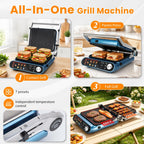 7-in-1 Panini Press Sandwich Maker, Electric Indoor Grill