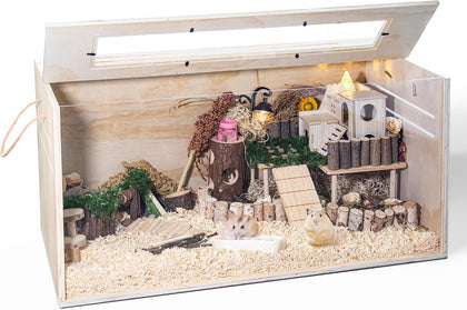 Pine Small Animals Houses&Habitats Chewproof, 32" Pine Guinea Pig Cage Hamster Cage for Small Animals (32" Medium