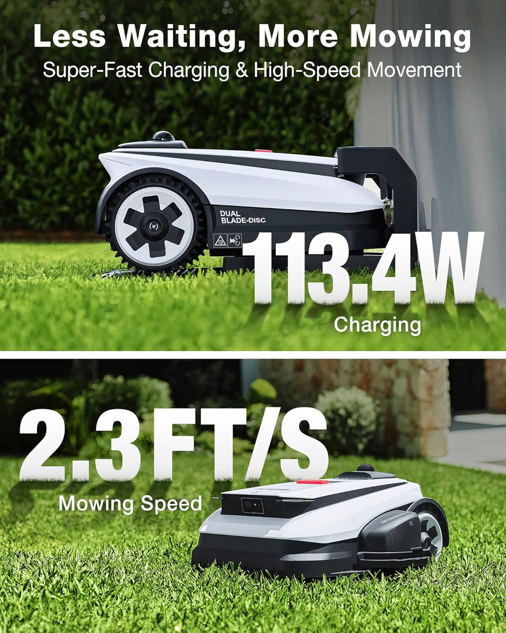 Goat A2000 LiDAR PRO Robotic Lawn Mower for Up to 1/2 Acre, Wire-Free with Dual-LiDAR Auto Mapping, Built-in TruEdge