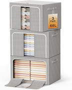 Clothes Storage Bins with Metal Frame Foldable Storage Box Clothes Organizers Storage Containers for Clothes Sheets