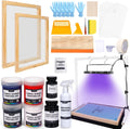 51PCS All-in-One Screen Printing Kit with 50W LED UV Screen Printing Light, 4 Colors Screen Printing Ink, Photo