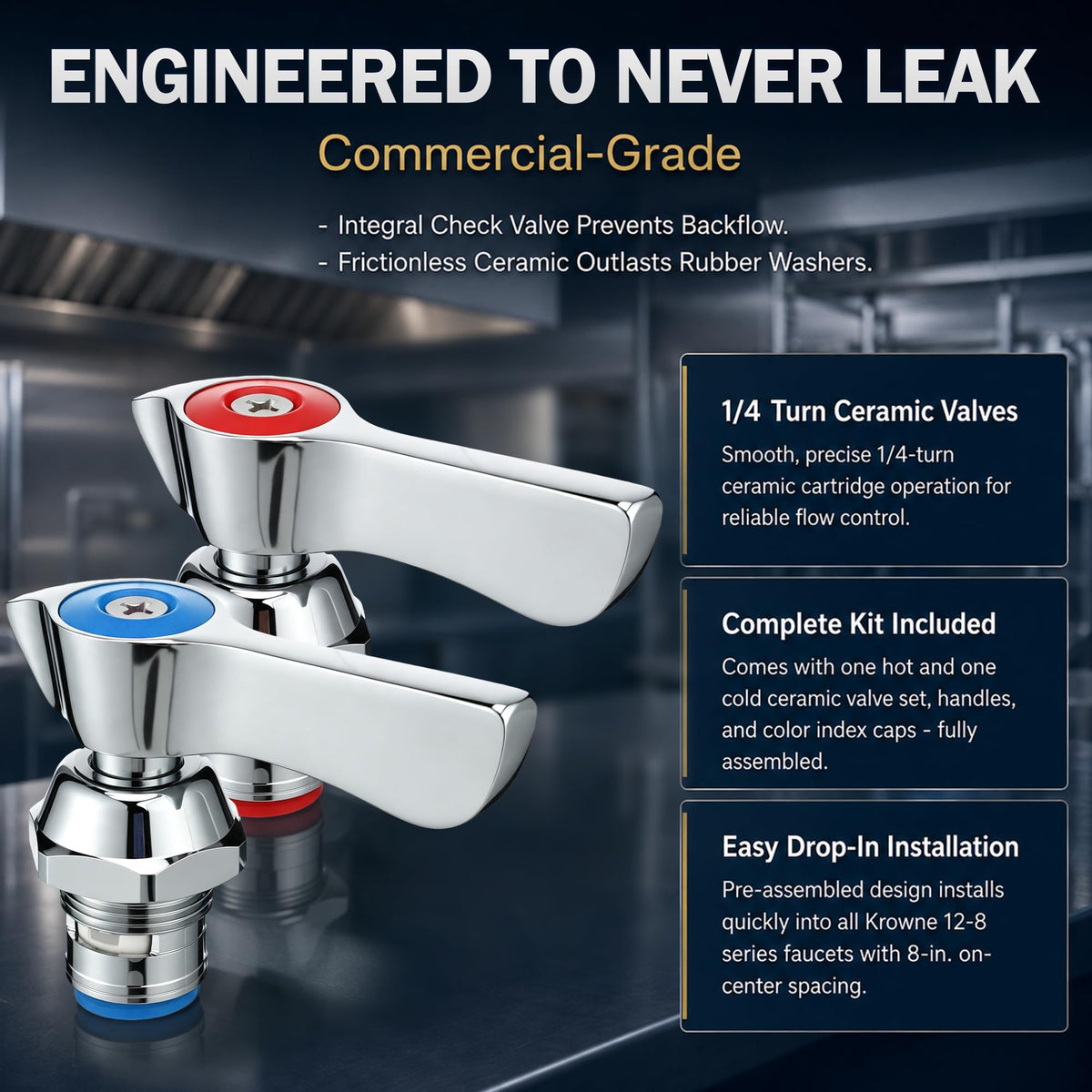 1/4 Turn Ceramic Faucet Valve Kit Compatible with Krowne 21-310L